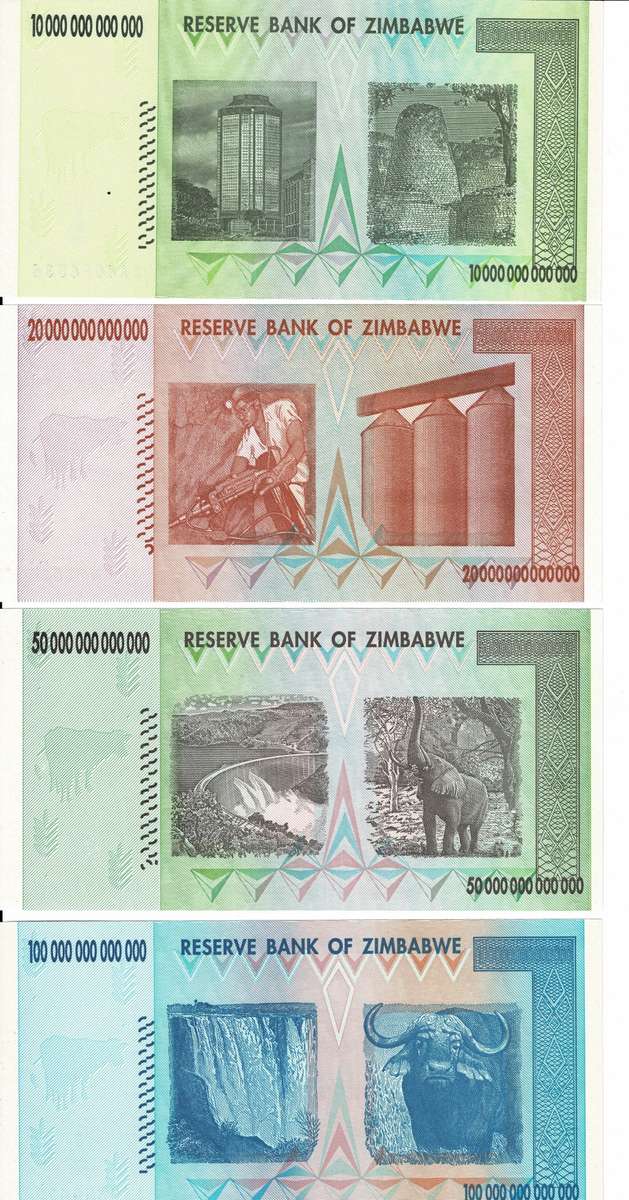 Crazy Low Start! Zimbabwe Trillion Dollar Note Set Uncirculated.