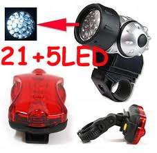 21 Ultra bright LED Bicycle lamp & 5 LED Rear Flashlight