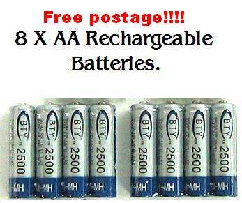 ***Free Postage***8 x AA Rechargeable batteries + CHARGER. Mine is 2 years old & still works100%