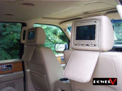 2 x Beige Car Headrest DVD, games & music players. Piece and quiet on the road at last!