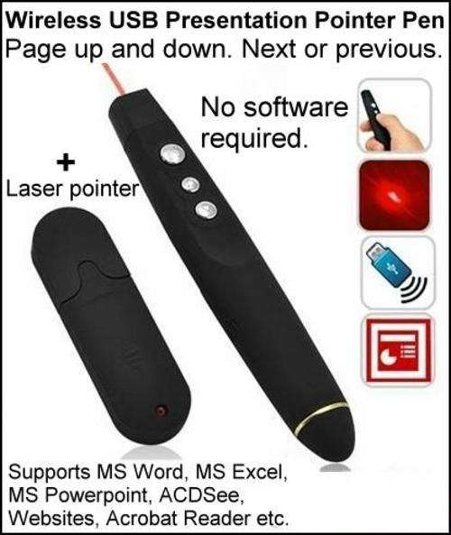 Wireless USB Powerpoint & presentation laser pointer pen!