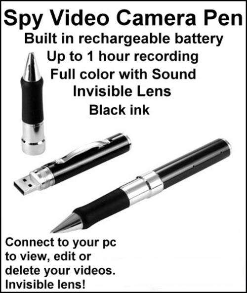 4GB Video camera pen. Invisible lense. In stock, no waiting.