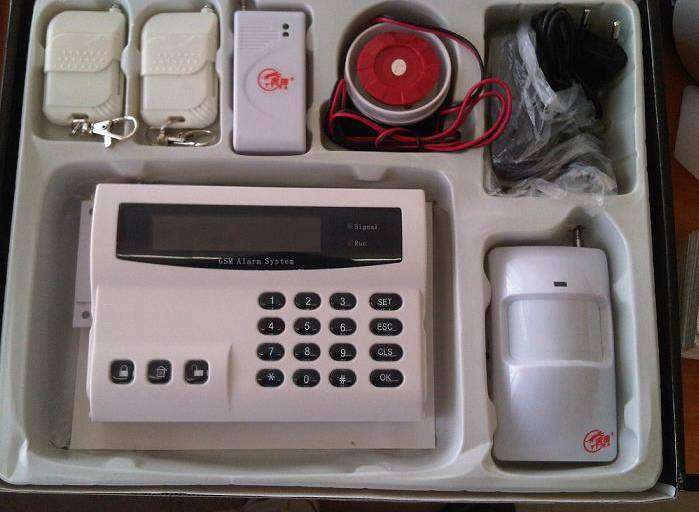 GSM Alarm system. Insert sim card and it will sms or phone you when triggered.