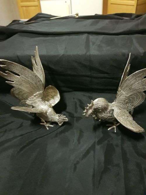 Pair of metal Fighting Cocks