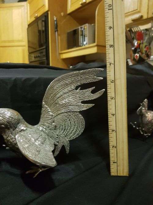 Pair of metal Fighting Cocks