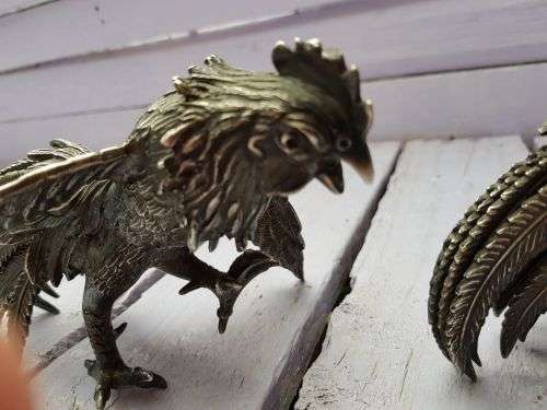 Heavy Vintage Silver plated Fighting cocks A 1 SP