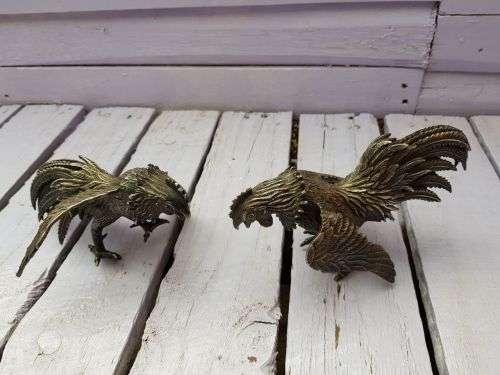 Heavy Vintage Silver plated Fighting cocks A 1 SP
