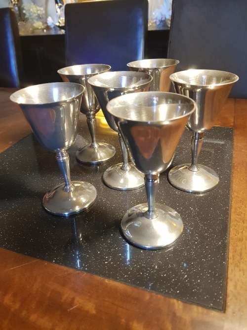 6 X Silver Plated Sherry Goblets by Roma Madrid