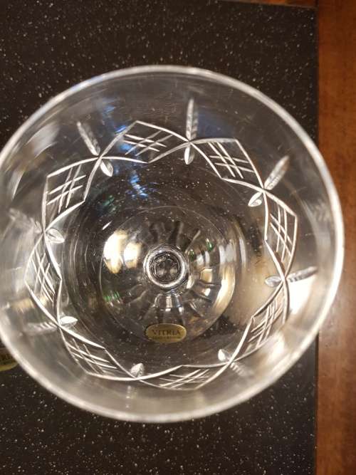 Set of 2 Vitria Cut Crystal Wine Glasses in a Box Marked Technikon OFS