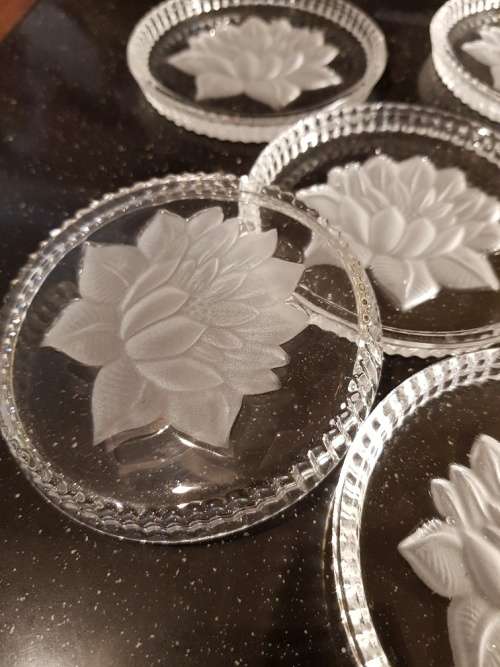 6 X Hand Made German Crystal Coasters in a Box