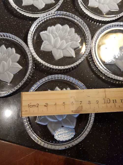 6 X Hand Made German Crystal Coasters in a Box