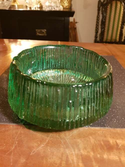 Heavy Hand Made Glass Snack Dish