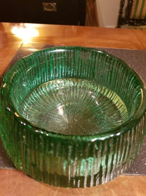 Heavy Hand Made Glass Snack Dish