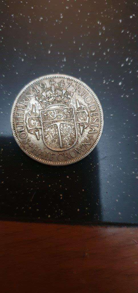 1947 Rhodesia Half Crown Coin