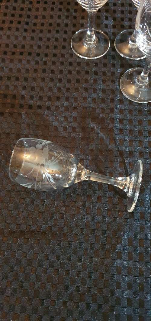 4 Grape Cut Sherry Glasses