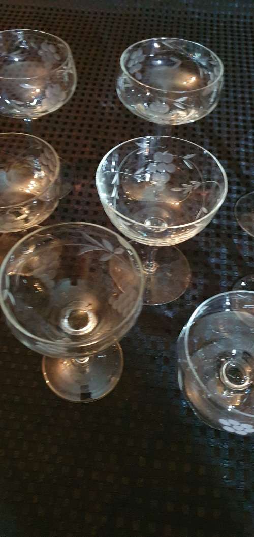 8 Odd Grape Cut Chapagne Glasses
