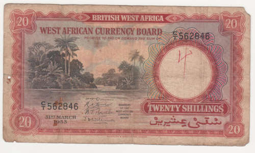 British west Africa 20 Shillings 1953