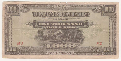 1942-1945 Japan Gov Malaya 1000 Dollars