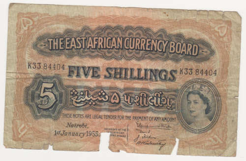 East Africa 5 shillings 1955