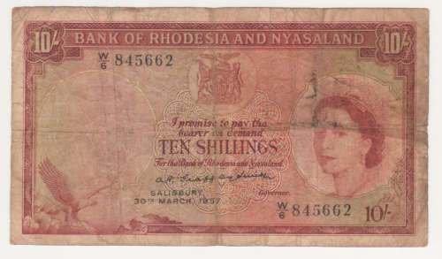 Bank of Rhodesia & Nyasaland 10 shillings 1957