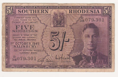 Southern Rhodesia 5 shillings 1945