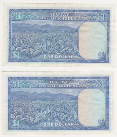 Rhodesia 1 dollar 1979 (2 in sequence)