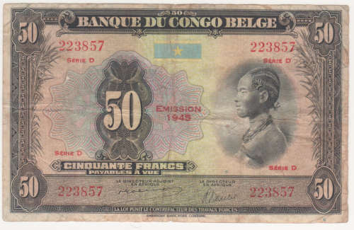 belgium Congo 50 francs 1945