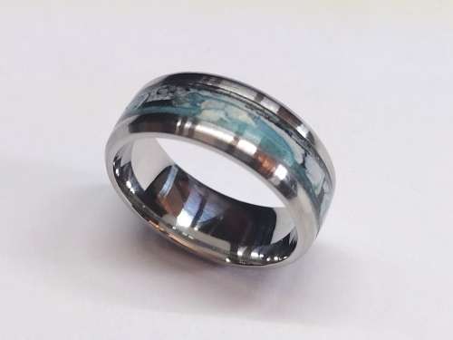 US Size 9 Stainless steel Paper Inlay Ring 8mm band