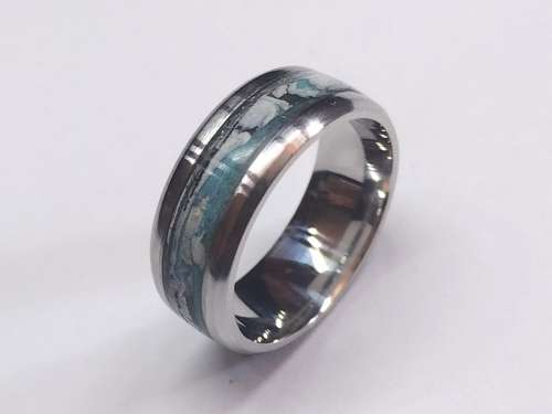 US Size 9 Stainless steel Paper Inlay Ring 8mm band