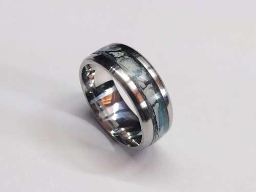 US Size 9 Stainless steel Paper Inlay Ring 8mm band