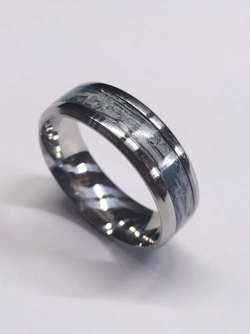 US Size 13 Stainless steel Paper Inlay Ring 8mm band