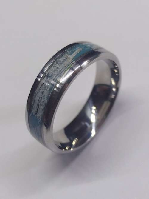 US Size 13 Stainless steel Paper Inlay Ring 8mm band