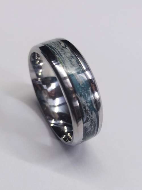 US Size 13 Stainless steel Paper Inlay Ring 8mm band