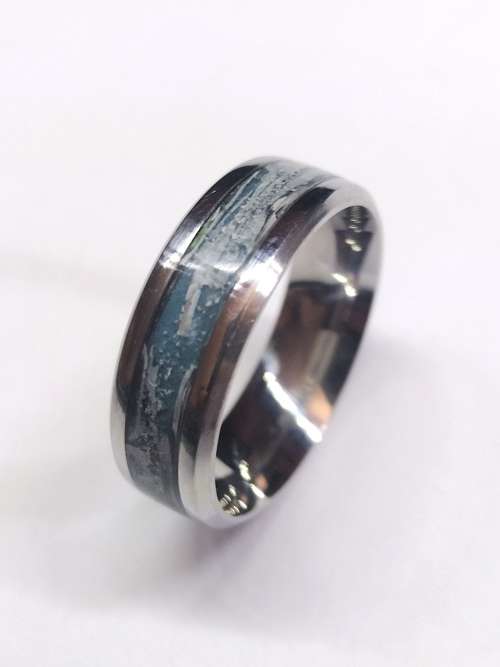 US Size 13 Stainless steel Paper Inlay Ring 8mm band