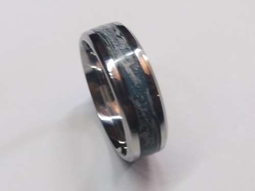 US Size 13 Stainless steel Paper Inlay Ring 8mm band