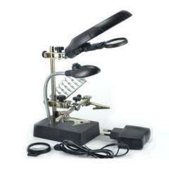 Helping Hand LED Illumination Auxiliary Clip Magnifier with Soldering Stand