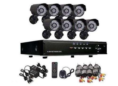 Complete 8 Channel Security Surveillance System With Internet & 3G Phone Viewing and cables