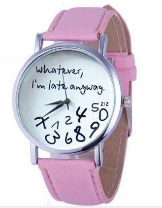 Women PU Leather Watch Wathever I am Late Anyway Letter Watches