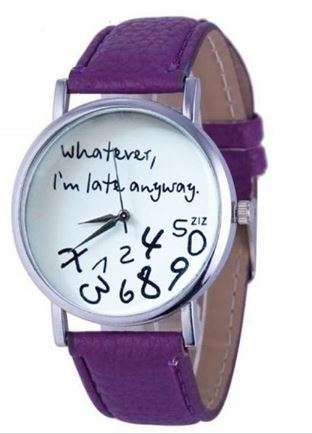 Women PU Leather Watch Wathever I am Late Anyway Letter Watches