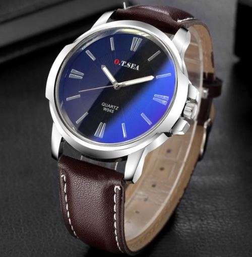 Top Luxury Fashion O.T.Sea Brand Quartz Watch Men Casual Leather Dress Business  Wrist Watch