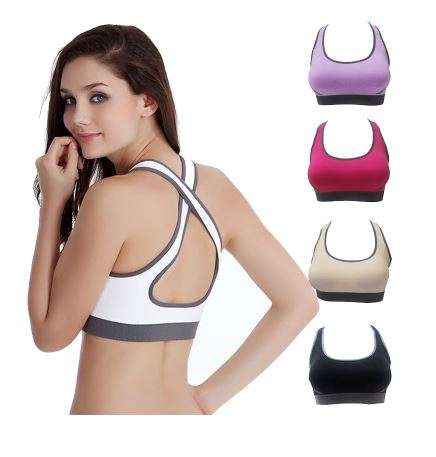 3 Colours New Fashion Women Athletic Sports Bras Crop Tops Female Seamless Racerback Padded Vest Gym