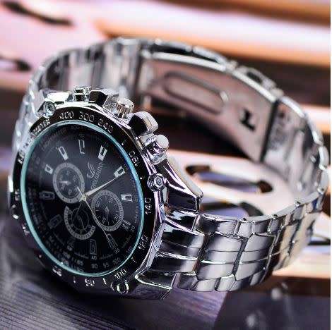 Stainless Steel Strap Mens Quartz Watch Casual Wristwatch