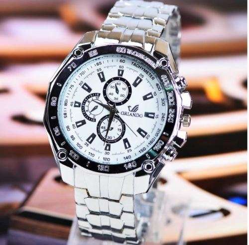 Stainless Steel Strap Mens Quartz Watch Casual Wristwatch