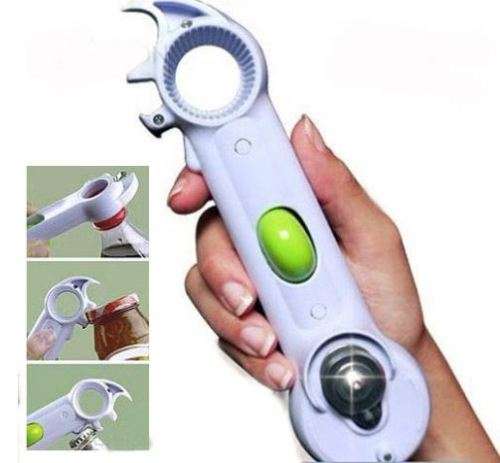 New 8 in 1 Kitchen Tool Can Opener Do Bottle Jar Tin Twist Cap Lift Top Grinder