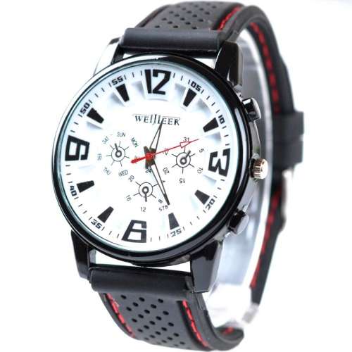 WEIJIEER Fashion Quartz Analog Mens Dress Sport Large Numbers Wrist watch