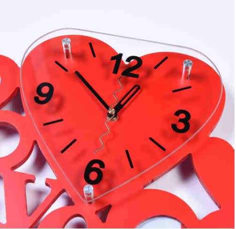 Wooden Heart Wall Photo Collage Clock  Large 50cm x 38cm