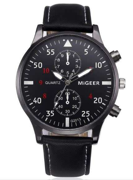 Migeer Retro Design Leather Band Analog Alloy Quartz Wrist Watch