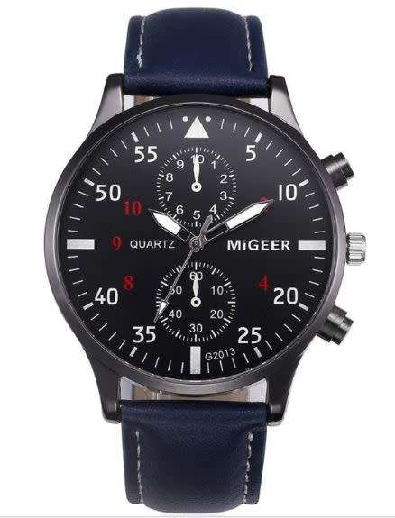 Migeer Retro Design Leather Band Analog Alloy Quartz Wrist Watch