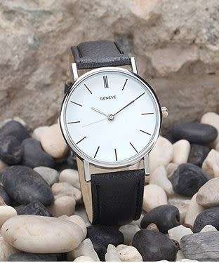 2018 Top Fashion Faux Leather Analog Stainless Steel Quartz Wrist Watch