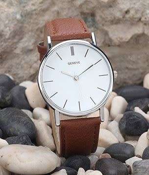 2018 Top Fashion Faux Leather Analog Stainless Steel Quartz Wrist Watch